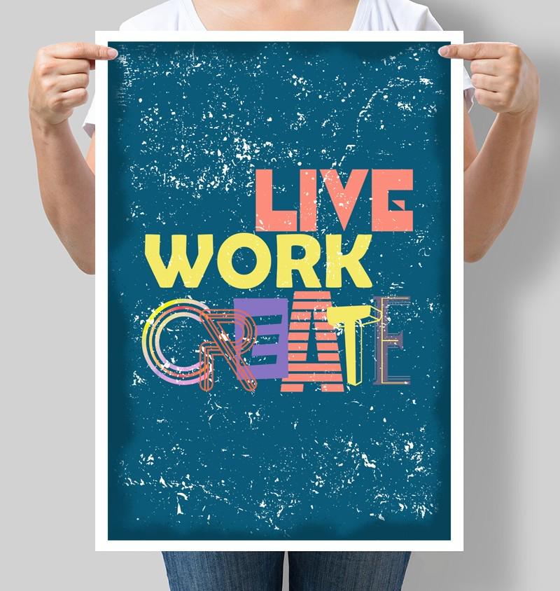 Постер мотивационный Live work create 30x42 см A3 без рамки (M020_A3)