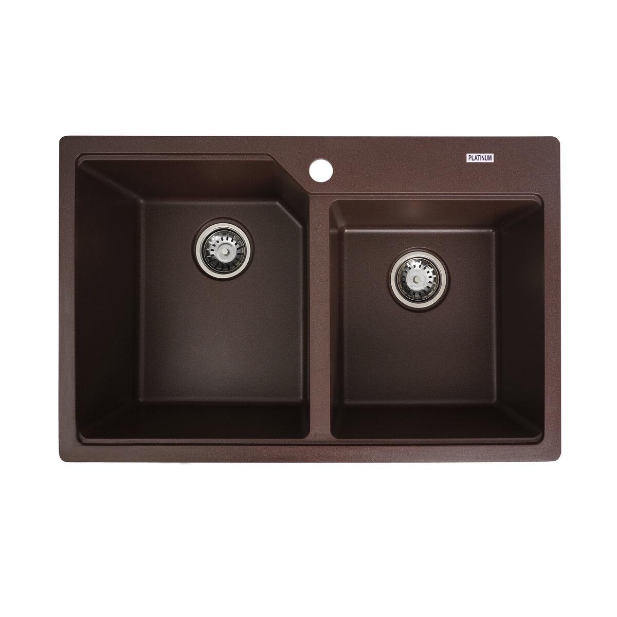 Мойка для кухни гранитная Platinum Harmony 78x50 см Мокко (3715)