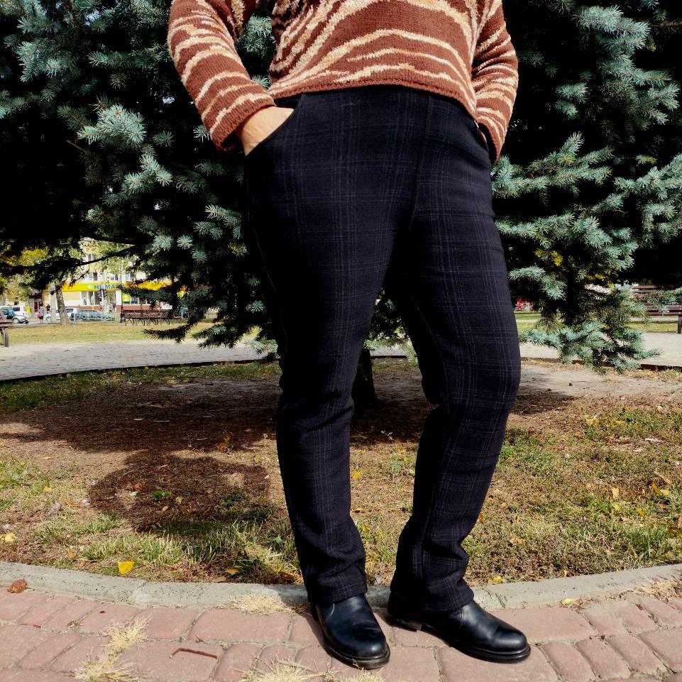 Штани жіночі в клітинку 2111 теплі на флісі р. 52 Чорний (2772445987) - фото 10