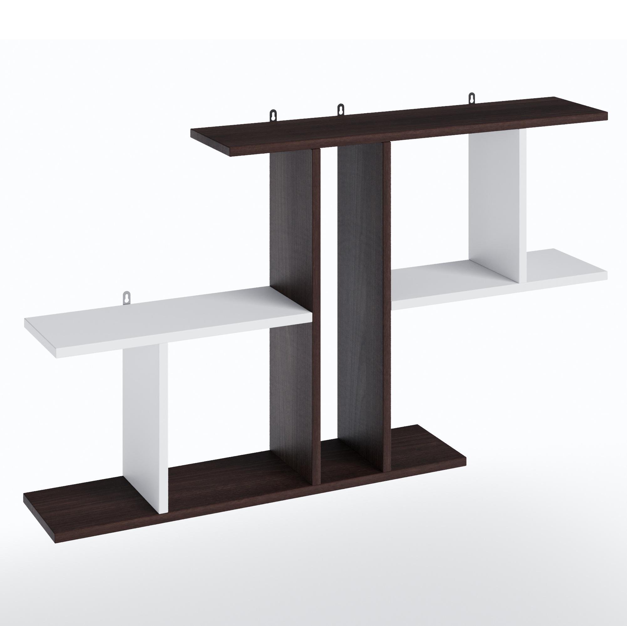 Полка настенная для книг и декора 1048x600x180 мм Венге темный/Белый (mt-8-vg-wh)