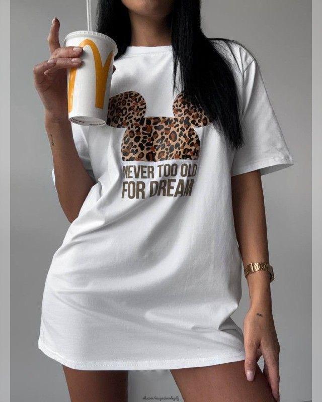 Футболка женская с принтом Pin-000-209 повседневная M Белый (2634324601)