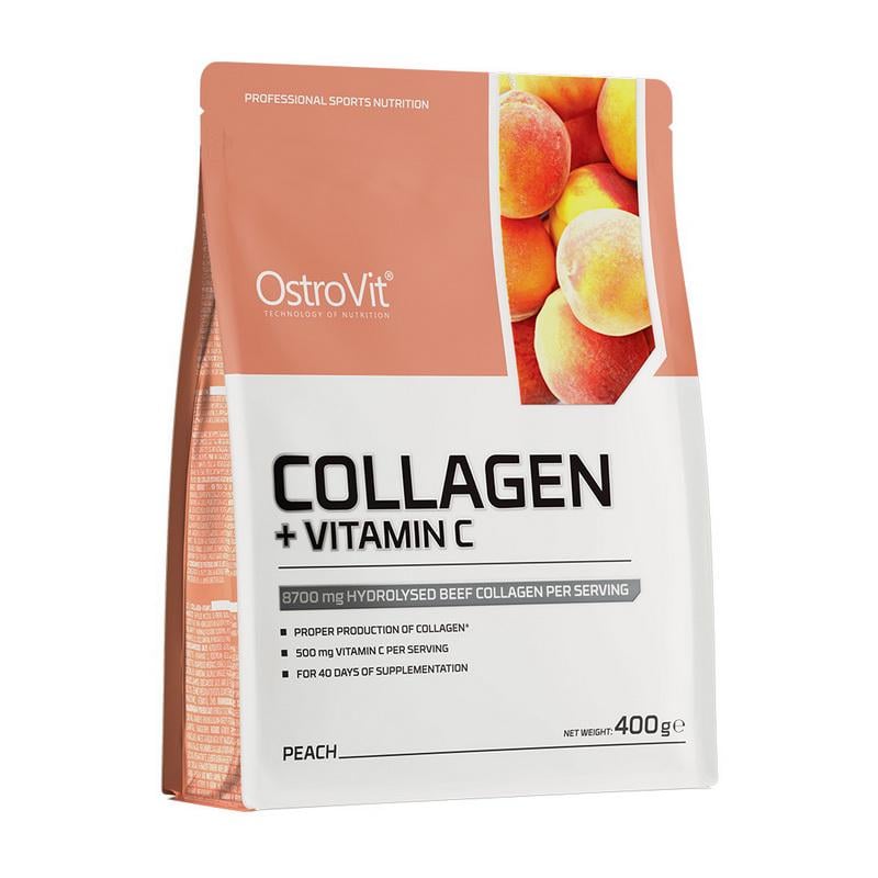 Колаген яловичий гідролізований з вітаміном C 500 мг OstroVit Collagen + Vitamin C 400 г Персик
