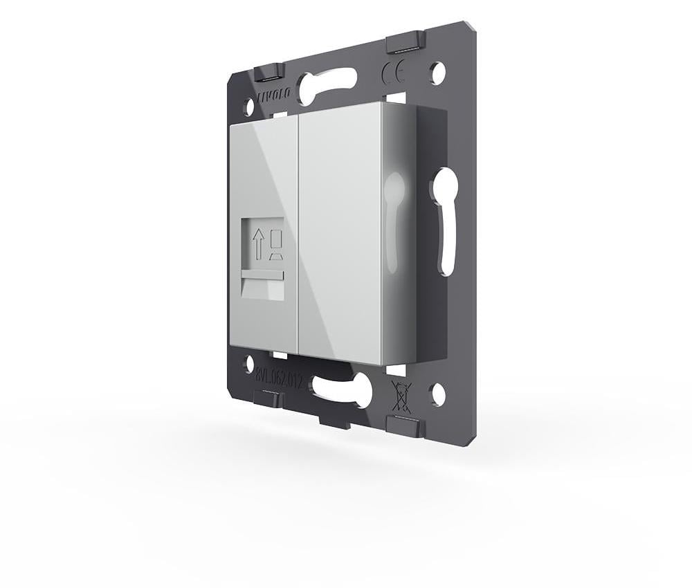 Розетка компьютерная LIVOLO RJ-45 настенная дизайнерская Серый (VL-FCCP/FCMB-2IP)