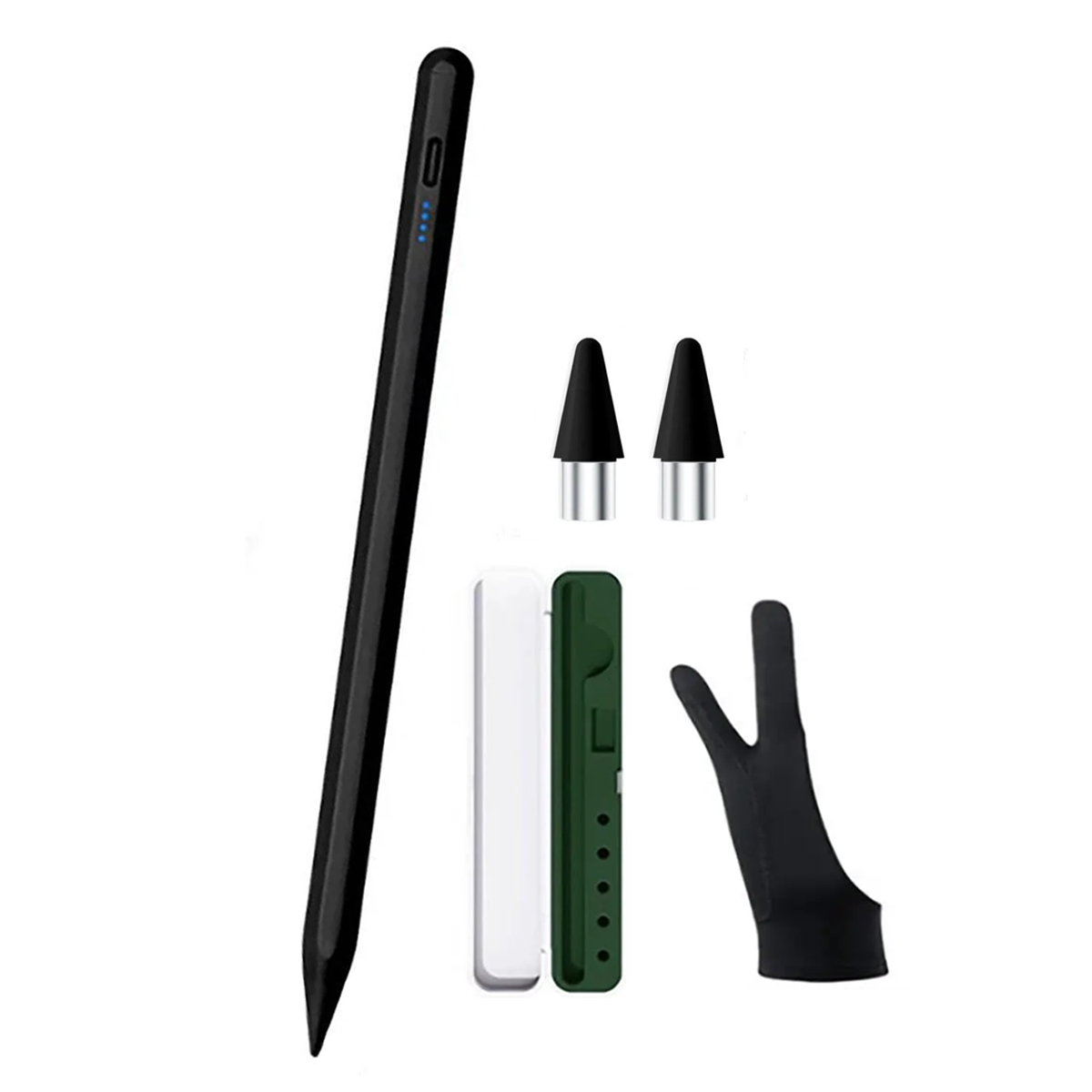 Стилус для планшета мобильного телефона iOS/Android/Windows с бело-зеленым кейсом/2 наконечника/перчатка Черный (180943) Стилус для планшета мобильного телефона iOS/Android/Windows с бело-зеленым кейсом/2 наконечника/перчатка Черный (180943)