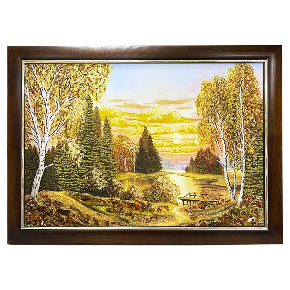 Картина Осенний пейзаж из янтаря 30х40 см (К1367-30х40)