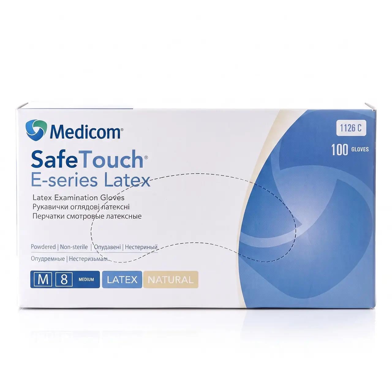 Перчатки латексные Medicom SafeTouch нестерильные текстурированные оприпудренные М 50 пар. Белый (000005178)