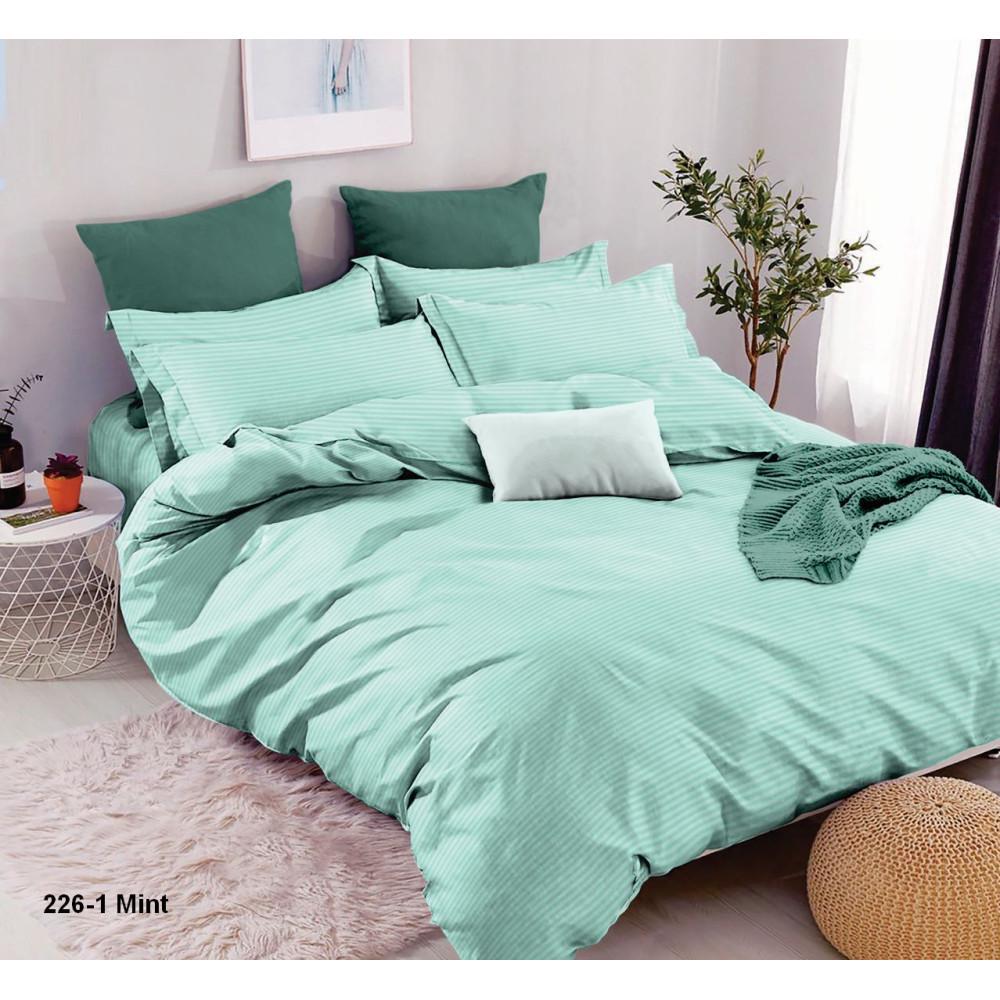 Комплект постільної білизни Смужка бавовняний двоспальний 180x220/70х70 см Смарагдовий (19095003)