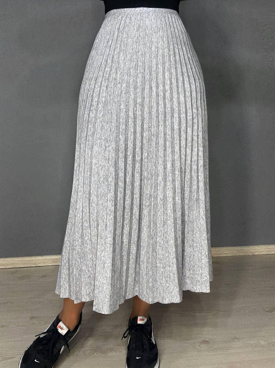 Юбка женская Accorddream 62313 вязаная плиссе миди на резинке OS Серый (5346) - фото 3
