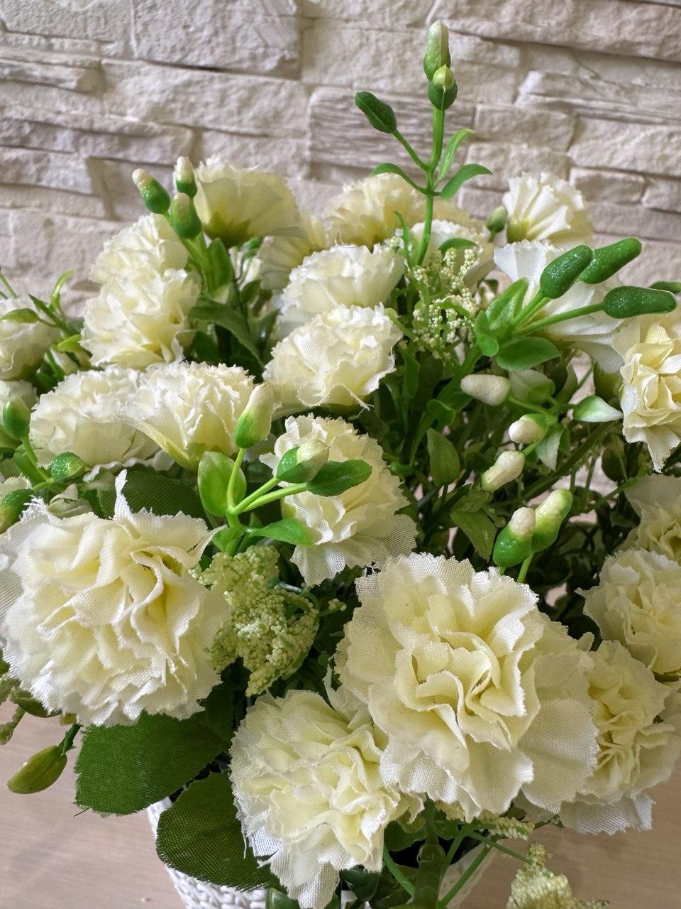 Букет гвоздики малої в кашпо ПЛАСТМАКС Білий (R0401) - фото 4 Букет гвоздики малої в кашпо ПЛАСТМАКС Білий (R0401) - фото 4