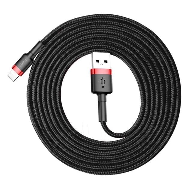 Кабель для зарядки BASEUS Cafule Cable USB to Lightning 1,5 A 2 м Black/Red (CALKLF-C19) - фото 9