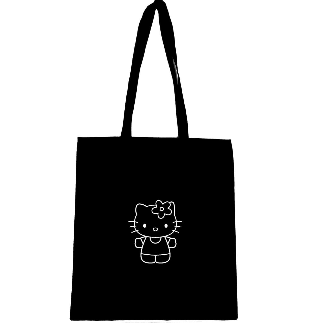 Еко-сумка з принтом Hello Kitty з квіточкою (609)