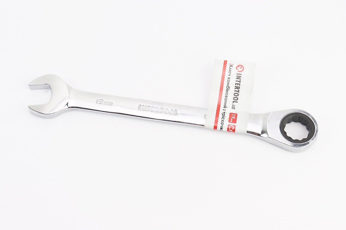 Ключ комбинированный с трещоткой Intertool 19 мм CrV DIN3113 (10048149)