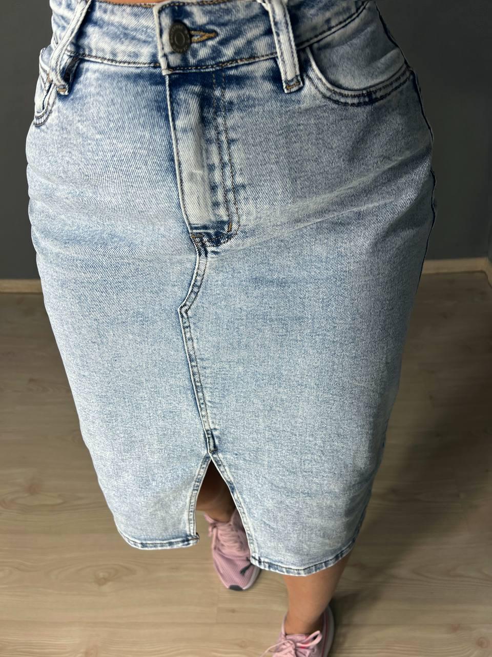 Юбка женская джинсовая DNL 208 средней длины с разрезом р. 31 Голубой (4076) - фото 5 Юбка женская джинсовая DNL 208 средней длины с разрезом р. 31 Голубой (4076) - фото 5