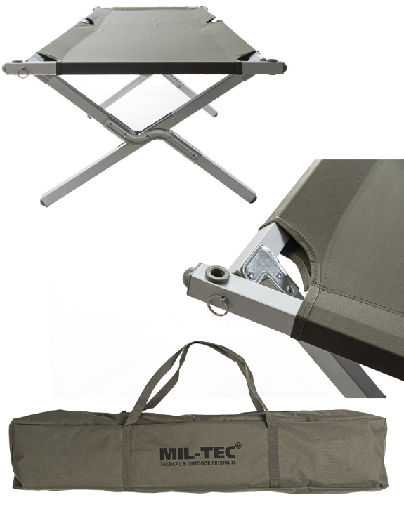 Раскладушка армейская Mil-Tec US FELDBETT ALU 160 кг 210x70 см Olive (14401000) - фото 3 Раскладушка армейская Mil-Tec US FELDBETT ALU 160 кг 210x70 см Olive (14401000) - фото 3