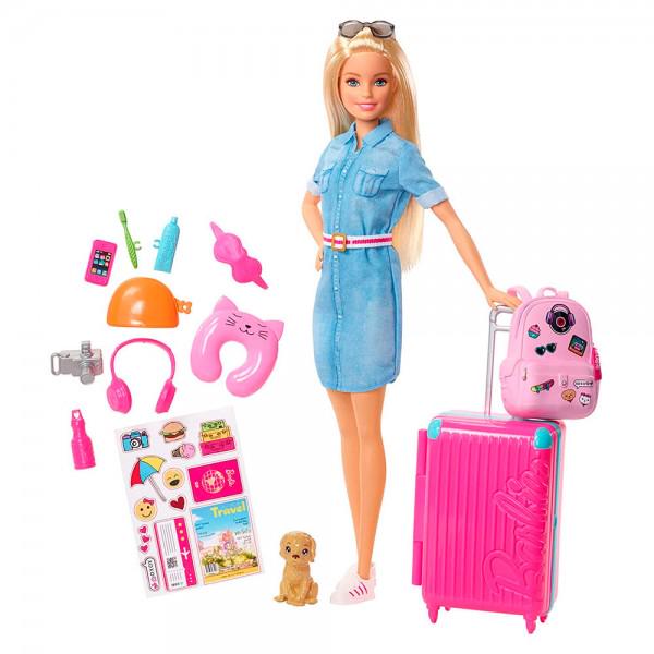Ігровий набір Лялька Барбі мандрівниця + 15 аксесуарів Mattel