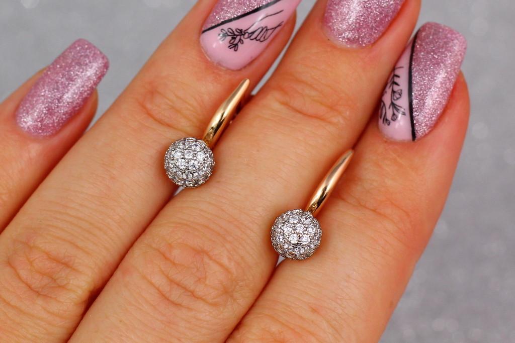 Серьги Xuping Jewelry шарики с родием из камней 1,7 см Золотистый