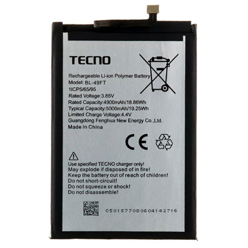 Акумулятор для Tecno Spark 6 Go KE5j KE5k/Pop 4 BC2/Spark 5 Pro KD7 4900 mAh BL-49FT (2000996034131)