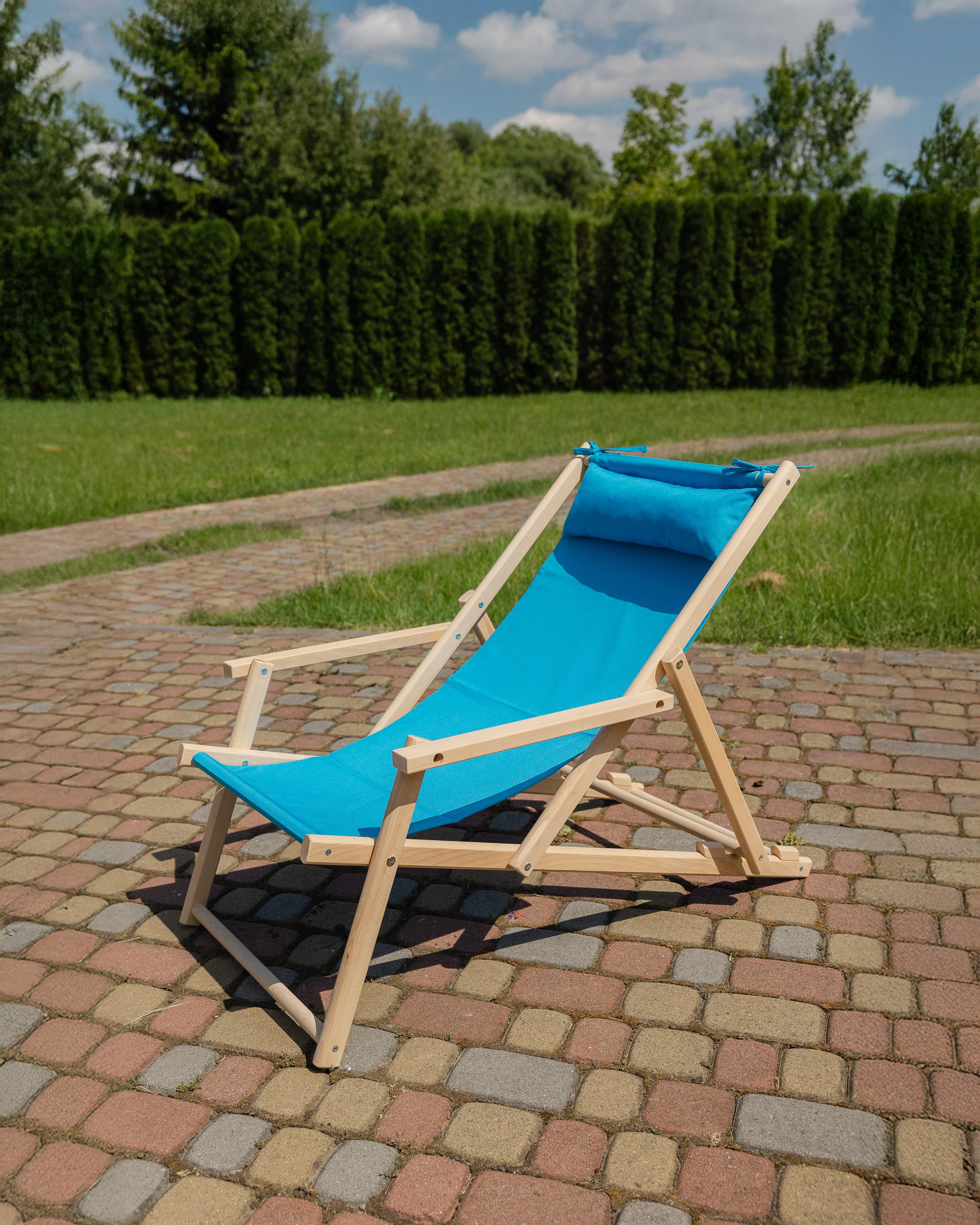 Шезлонг дерев'яний розкладний XRmaster з підлокітниками та підголовником Блакитний (0002250) - фото 2 Шезлонг дерев'яний розкладний XRmaster з підлокітниками та підголовником Блакитний (0002250) - фото 2