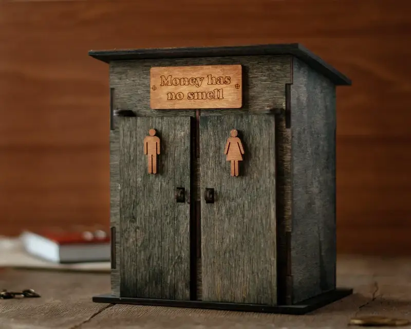 Скарбничка-туалет дерев'яна 18х14х11 см Чорний (piggy_bank-3) - фото 3