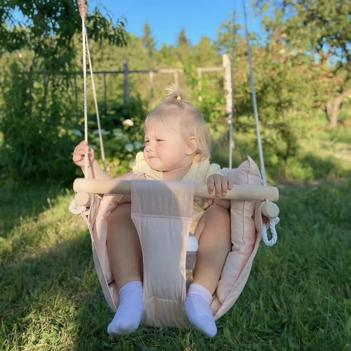 Детские качели подвесные хлопковые Премиум Персиковый (gs-8640)