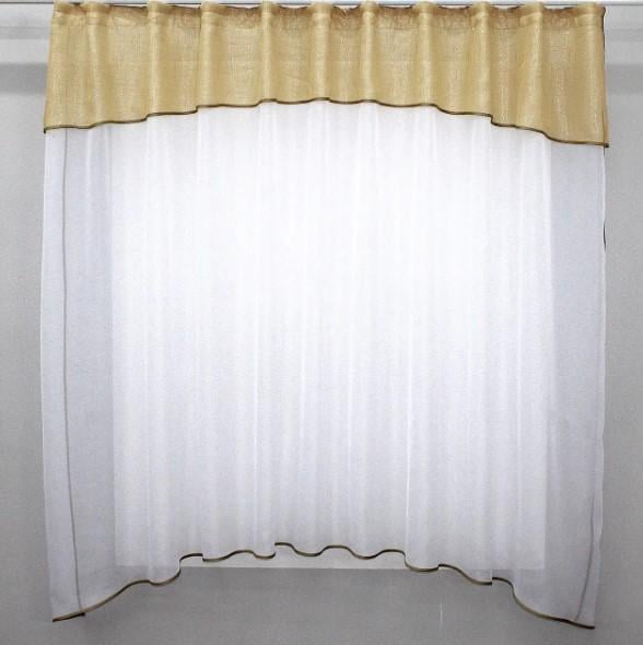 Тюль арка на кухню шифон/батист 270х170 см Белный/Золотистый (036к) Тюль арка на кухню шифон/батист 270х170 см Белный/Золотистый (036к)
