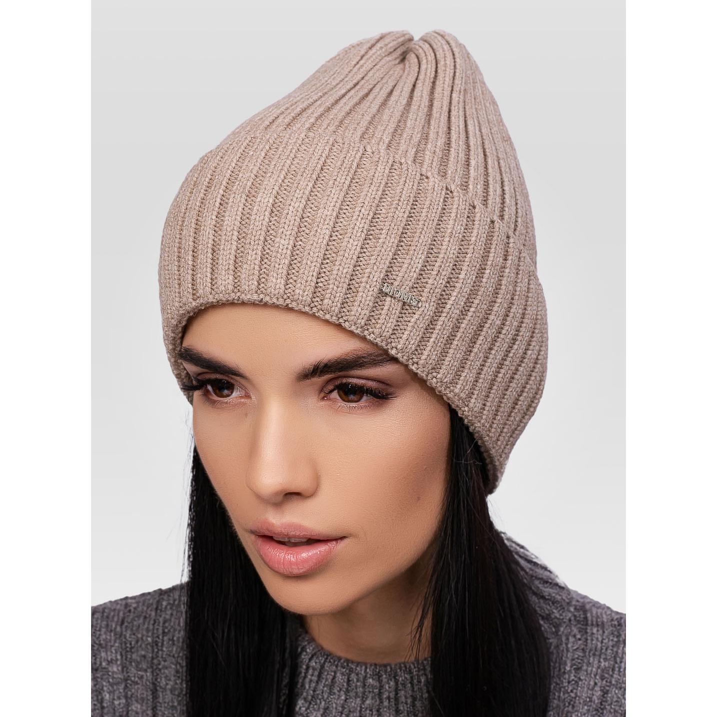 Шапка женская шерстяная Leks Бомонд one size Бежевый меланж