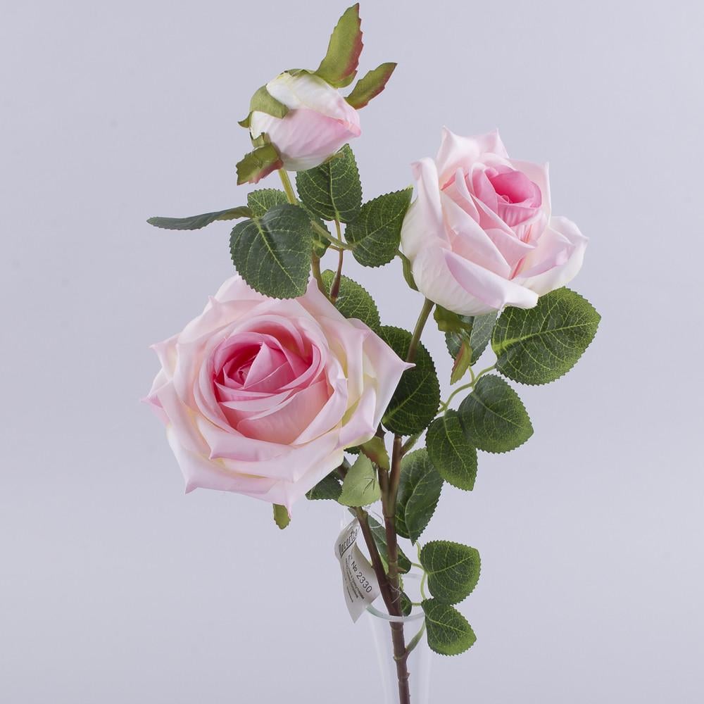 Искусственные цветы Роза премиум тройная Розовый (23301-1)