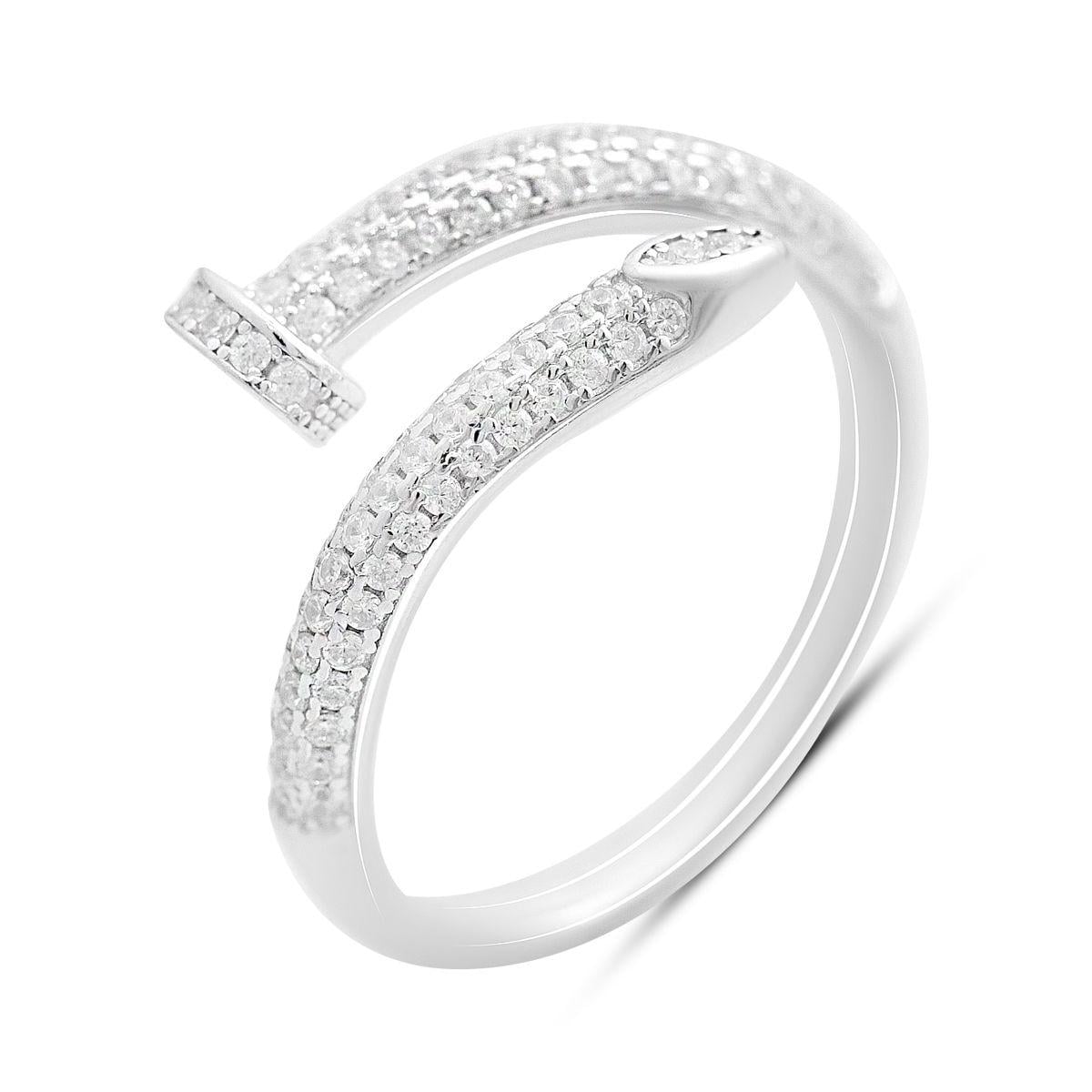 Кольцо серебрянное LoveR в форме гвоздя с полной инкрустацией фианитами р. 18