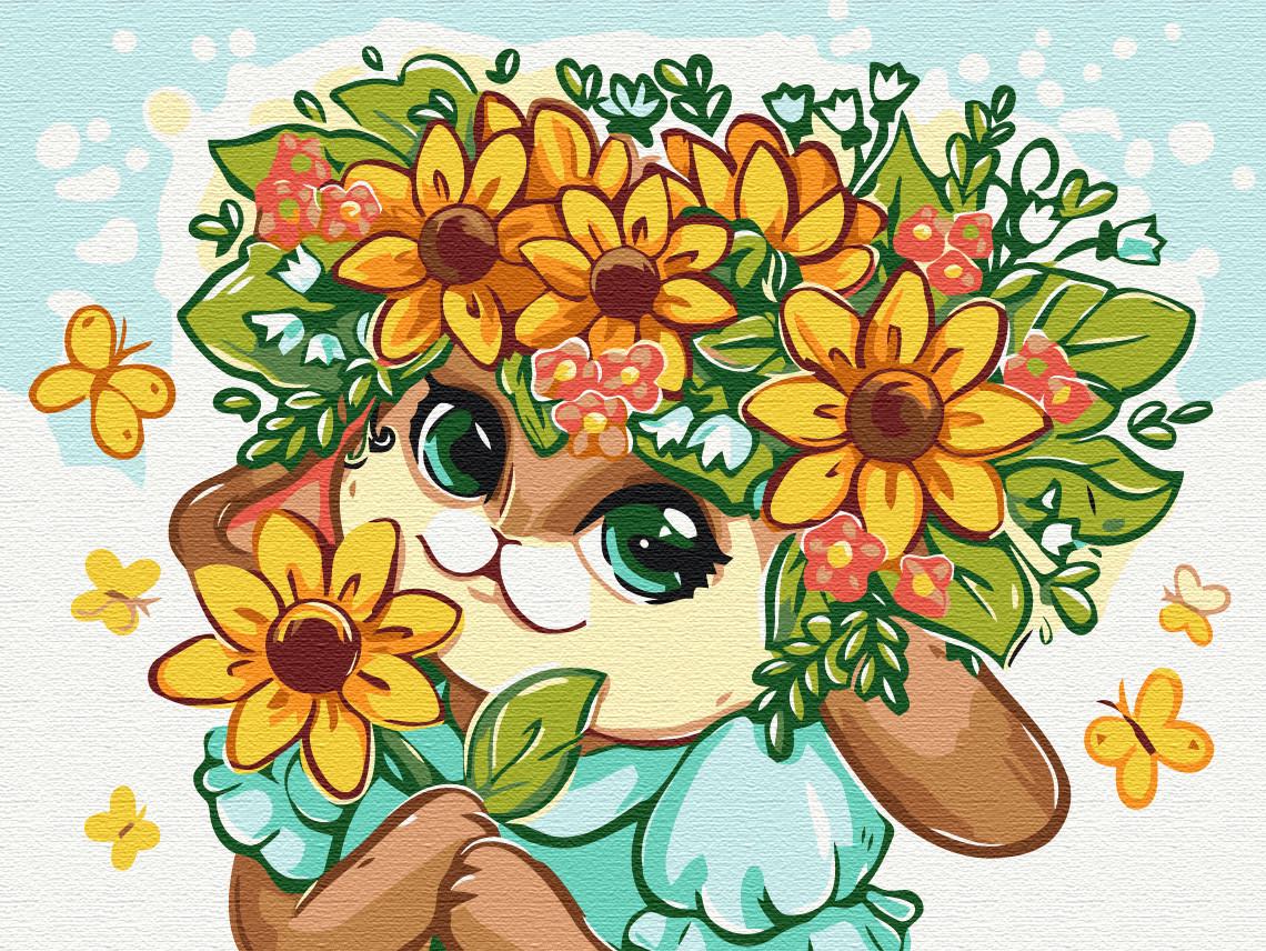 Картина за номерами BrushMe Квіткове зайченя Лазаренко Олена 30х40 см (KBS0141)