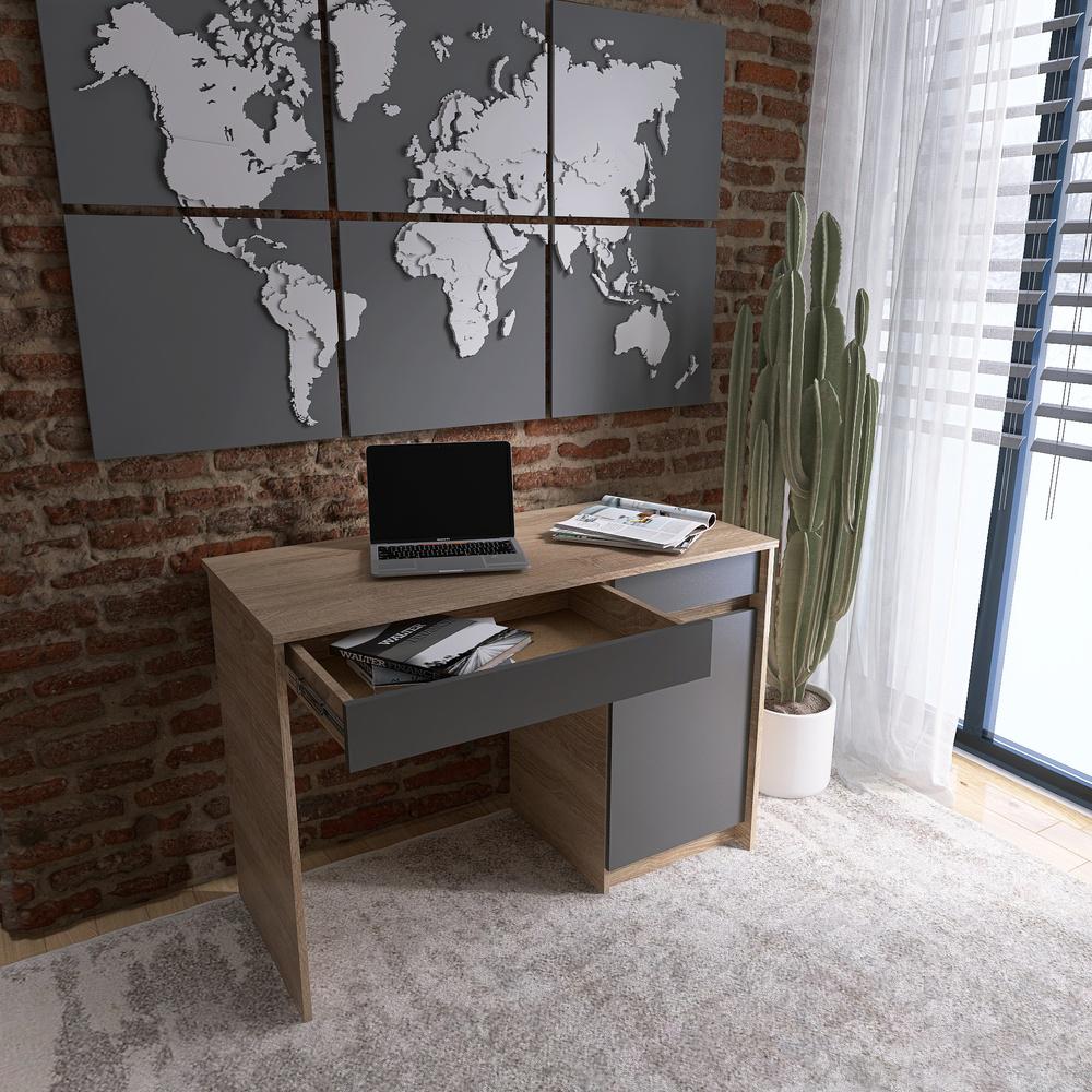 Письменный стол с 2 ящиками и закрытой секцией Эверест Сити-1100 110,1х50,1х76,6 см Дуб сонома/Графитовый (EVR-071103) - фото 5 Письменный стол с 2 ящиками и закрытой секцией Эверест Сити-1100 110,1х50,1х76,6 см Дуб сонома/Графитовый (EVR-071103) - фото 5