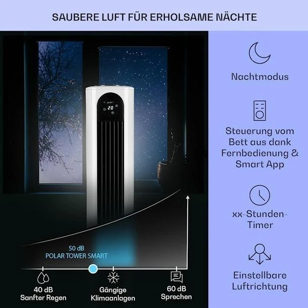 Кондиціонер мобільний KLARSTEIN Polar Tower Smart 4в1 (10035830) - фото 4 Кондиціонер мобільний KLARSTEIN Polar Tower Smart 4в1 (10035830) - фото 4