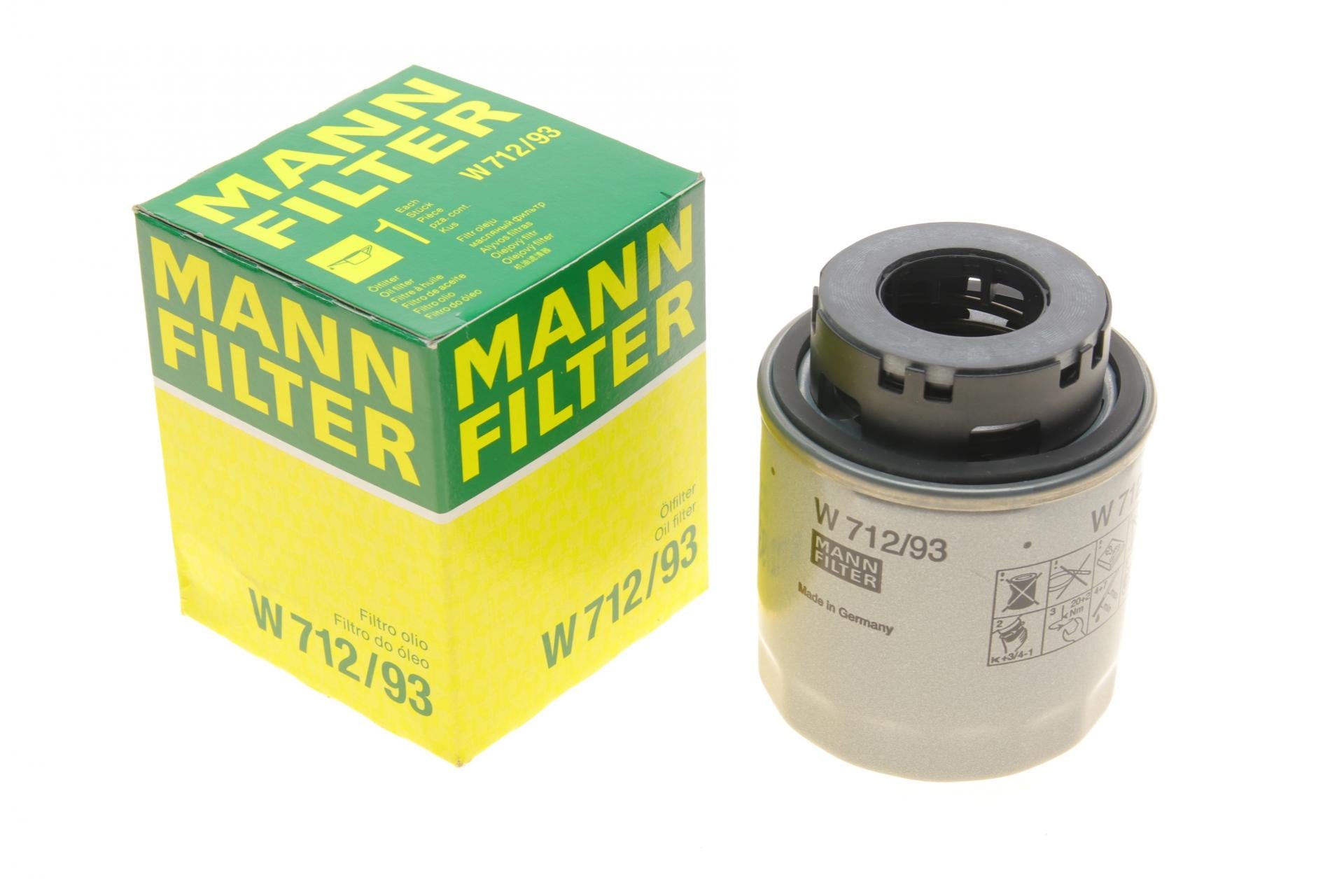 Фильтр масляный Mann-Filter для VW Golf 1,2/1,4 TSI 07-13/Jetta/Passat 1,4 TSI 07-10 (W 712/93)