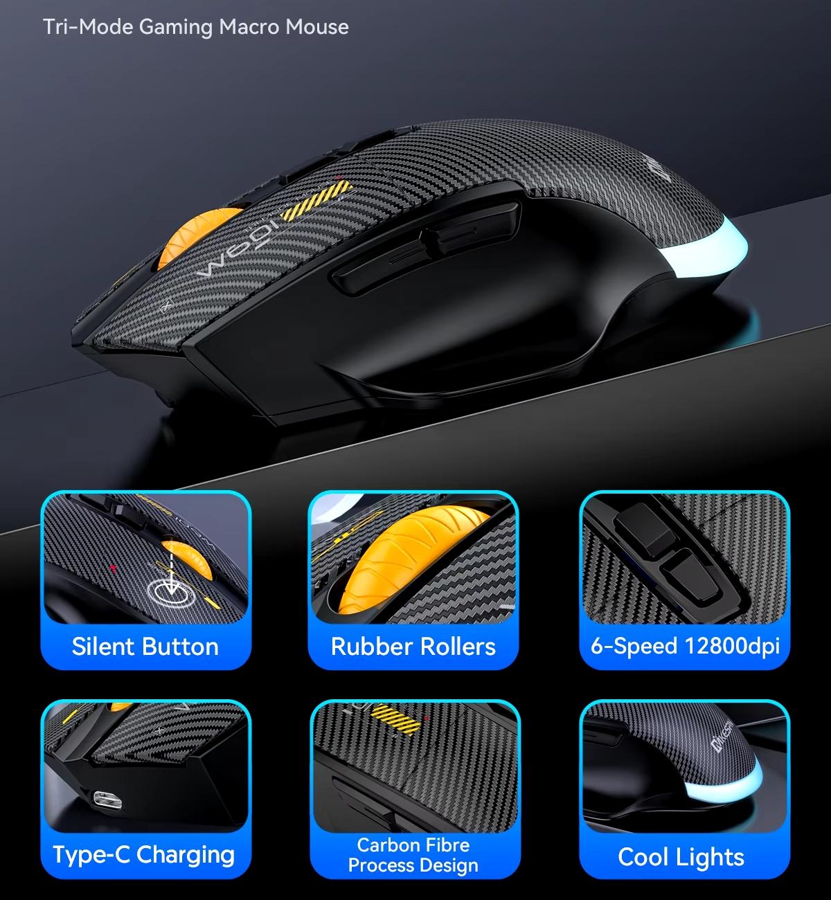 Компьютерная мышь MiKESPN W601 беспроводная бесшумная с аккумулятором и подсветкой 2,4G Bluetooth Black - фото 9