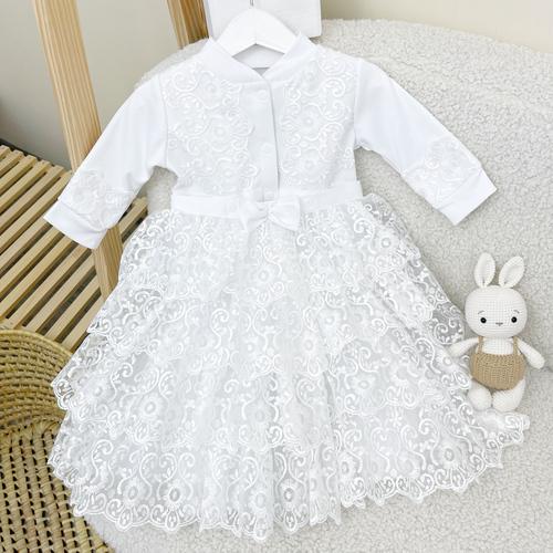 Комбинезон-человечек с юбкой для девочки Family Tradition Принцесса интерлок 62 см Белый (50177)