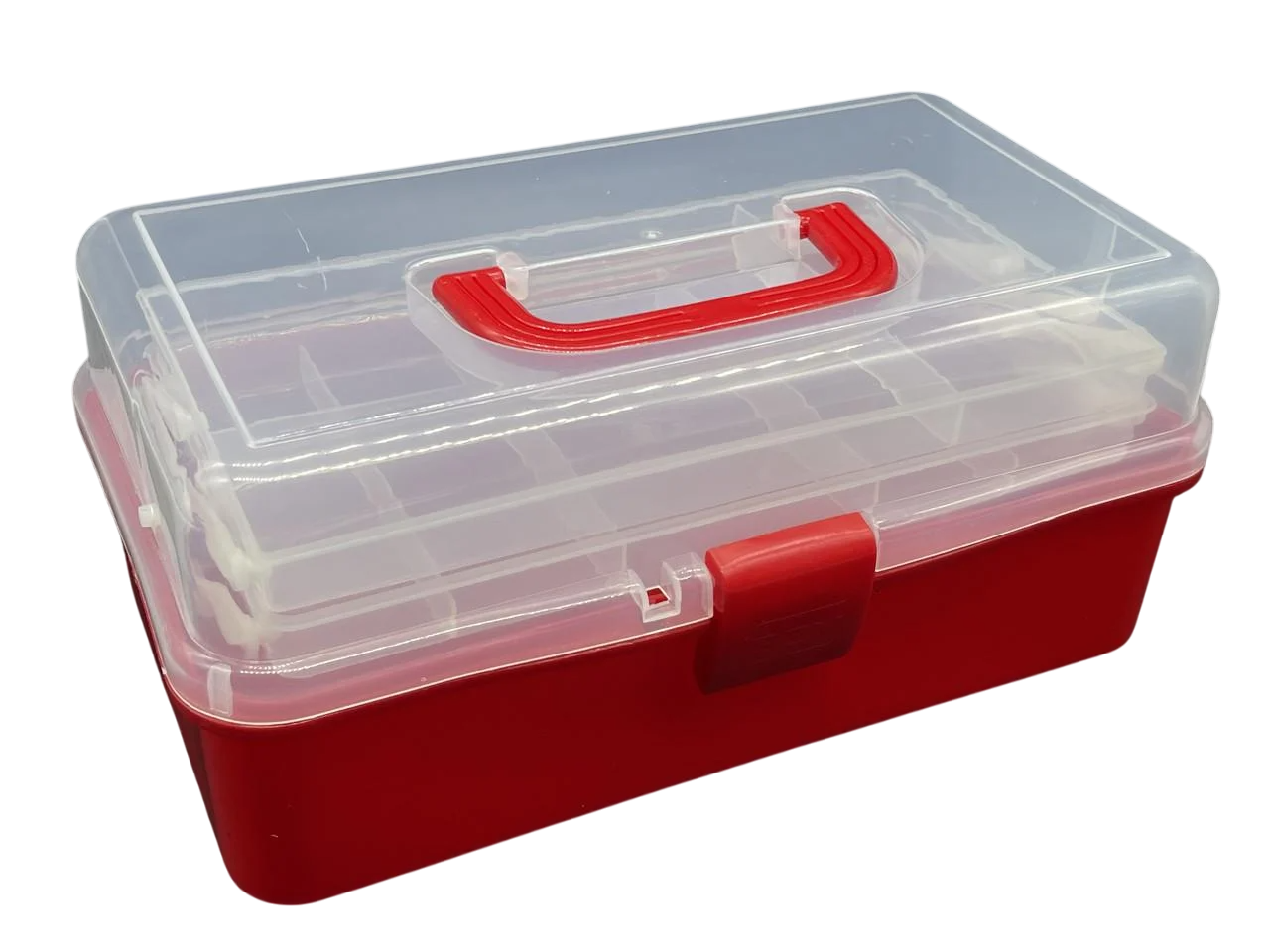 Органайзер со съемными отделениями с крышкой 32х19х14,5 см Красный (BOX-12-3)