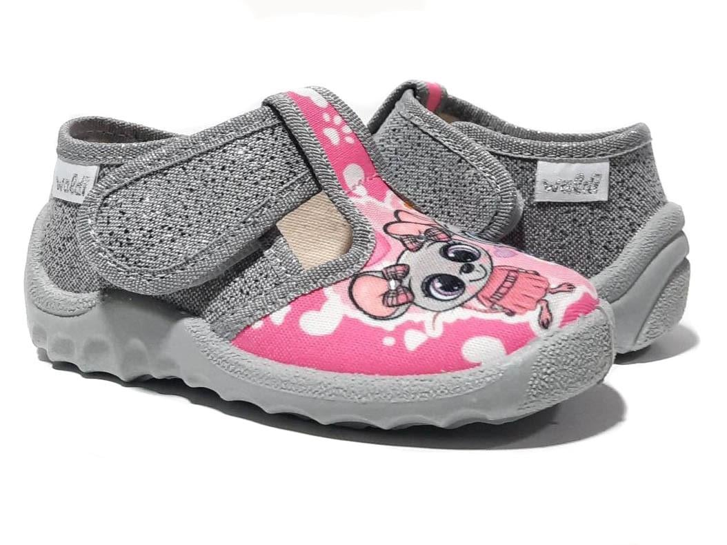Тапочки для дівчаток Waldi 278-173/26 на липучках р. 26 Сірий