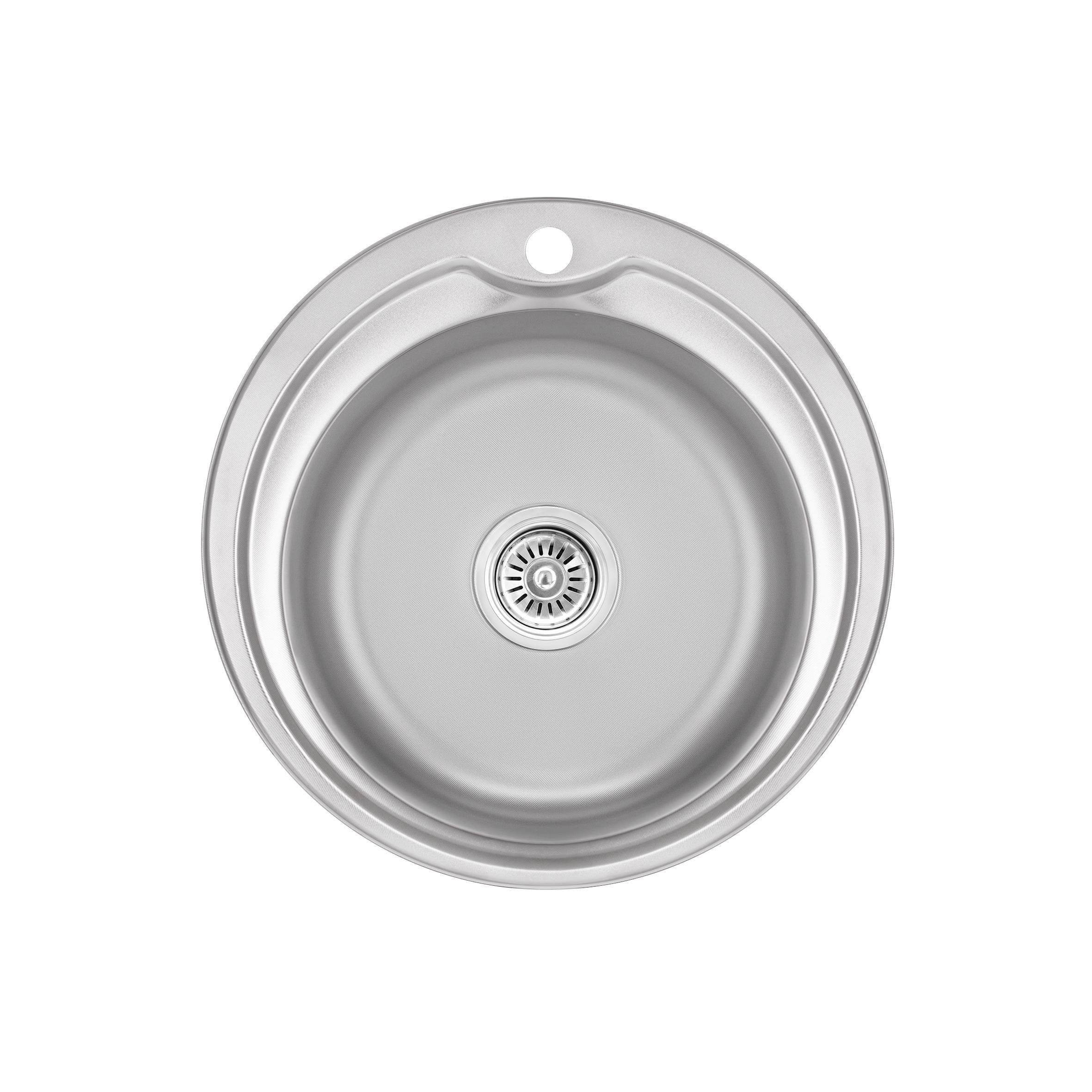 Кухонная мойка врезная Brinex из нержавеющей стали круглая 510-D 0,8 мм Micro Decor (BRIN510MDEC08)