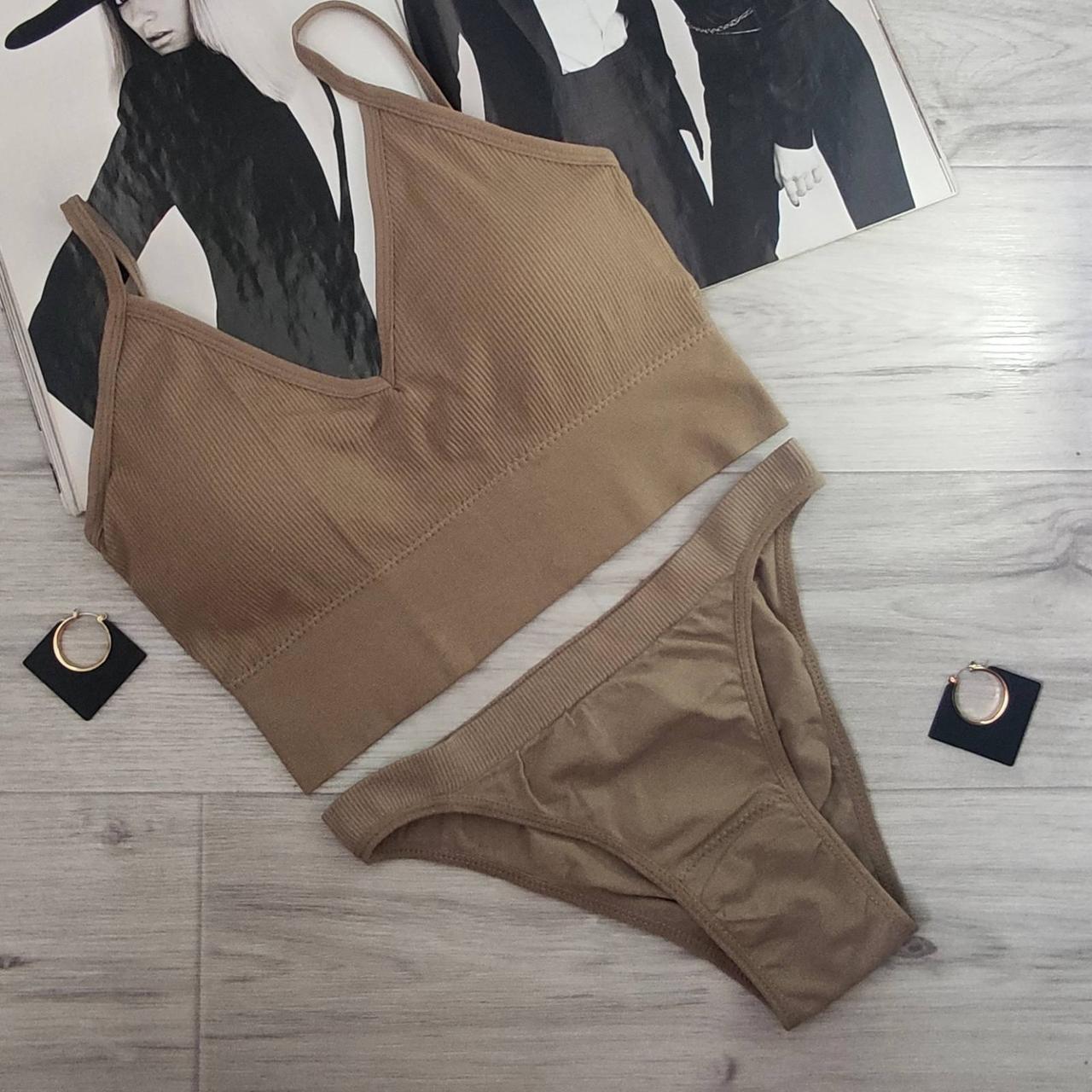 Комплект нижнего белья в рубчик M/L Желтый (1726732083) - фото 4