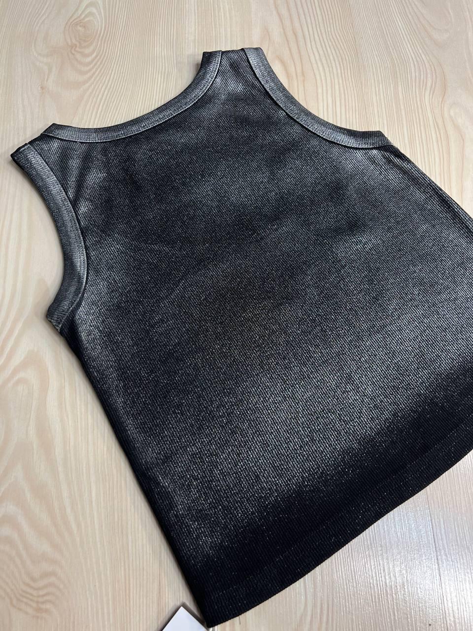 Майка женская A-N 332 базовая рубчик накат краска OS Черный (1971) - фото 5 Майка женская A-N 332 базовая рубчик накат краска OS Черный (1971) - фото 5