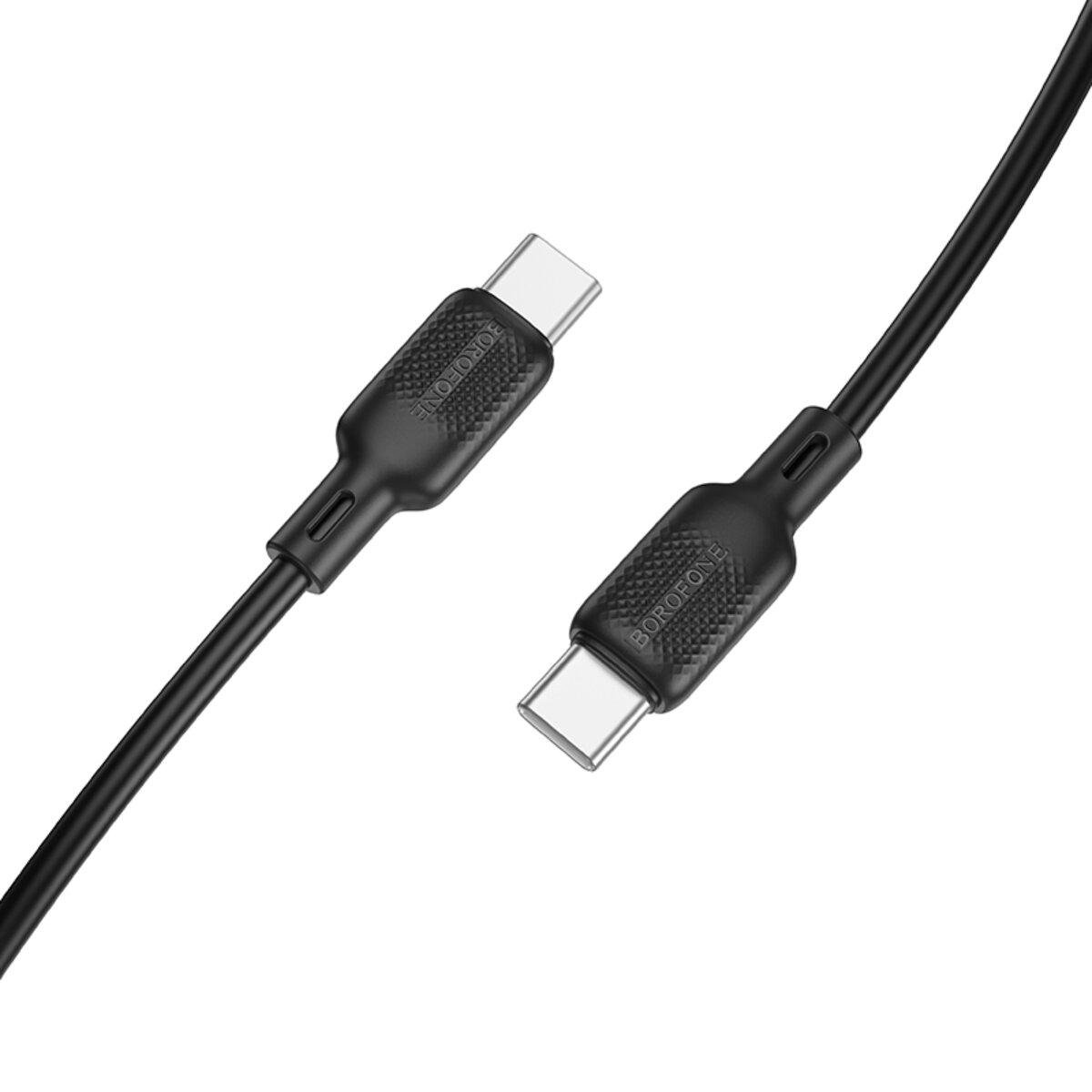 Кабель Borofone BX113 Lenny 60W silicone charging data cable Type-C to Type-C 2 м 3A Black (6941991115516)