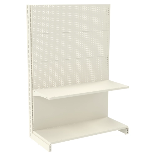 Стеллаж перфорированный металлический 1473х1000х400 мм на 2 полки Кремово-белый (03-1000-5) Стеллаж перфорированный металлический 1473х1000х400 мм на 2 полки Кремово-белый (03-1000-5)