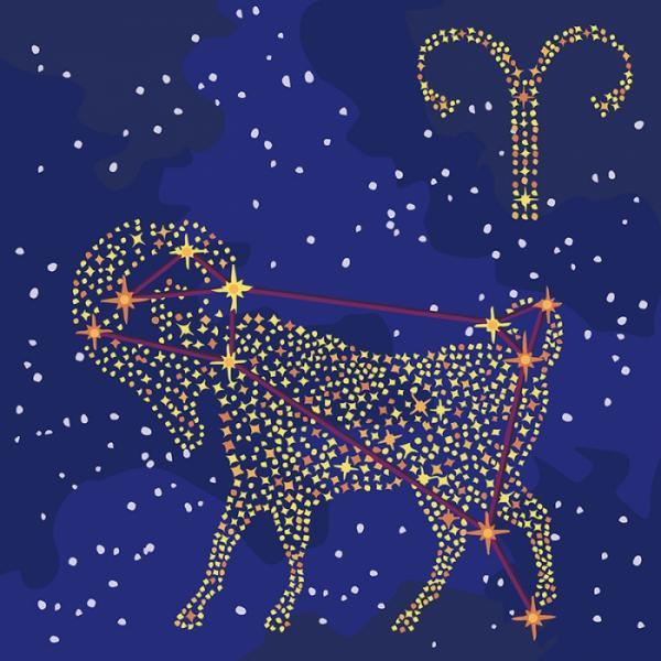 Набір для розпису за номерами Ідейка Фарба металік Зоряний знак Овен 50х50 см (КН9508-mt)