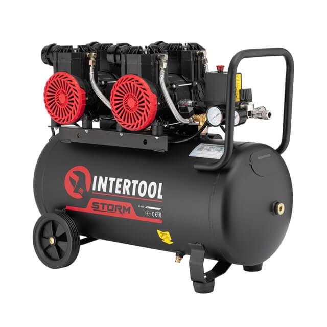 Компресор Intertool безмасляний 4 циліндра 50 л 2х1,1 кВт 220 В 8 aтм 400 л/хв. 2800 об/хв. (PT-0030) - фото 2