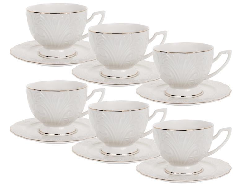 Чайный набор Lefard 359-486 на 6 персон чашки с золотой каймой 220 мл Белый