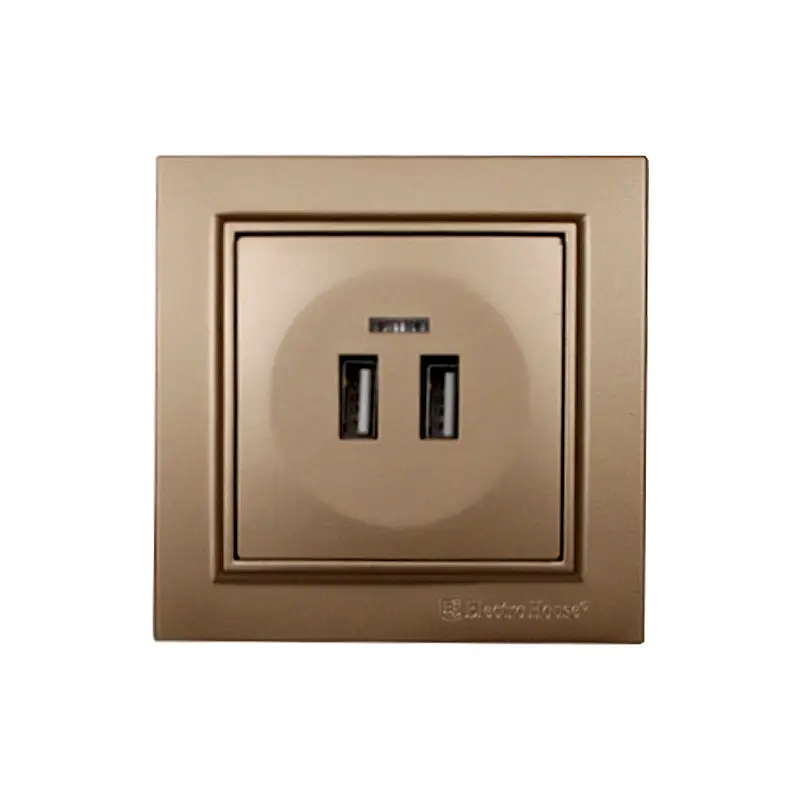 Розетка USB 2 порти ElectroHouse Enzo 2А IP22 Розкішно золотий (EH-5320-LG) Розетка USB 2 порти ElectroHouse Enzo 2А IP22 Розкішно золотий (EH-5320-LG)