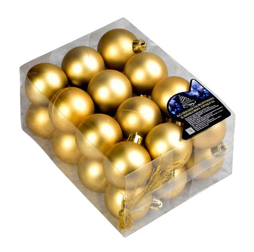 Кульки ялинкові новорічні Stenson 8102-4 пластикові 4 см 24 шт. Золотий