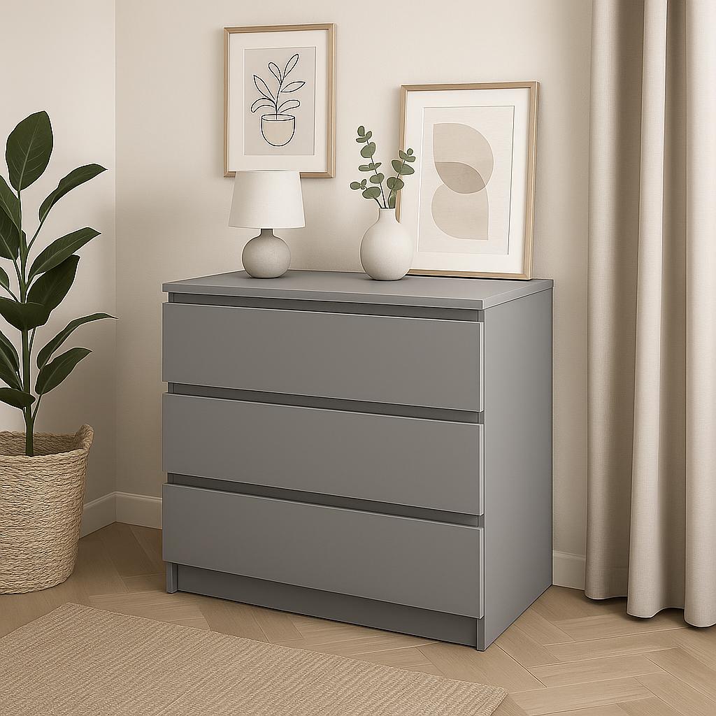 Комод К1 3Я SENAM 755х800х400 мм корпус ДСП Сірий Мишка фасад МДФ фарба RAL7004 Сірий Комод К1 3Я SENAM 755х800х400 мм корпус ДСП Сірий Мишка фасад МДФ фарба RAL7004 Сірий