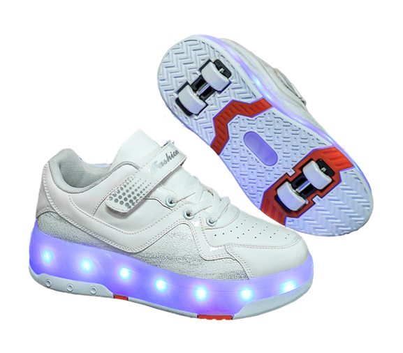 Кроссовки роликовые для девочек с LED-подсветкой на 4 колесах DL123 р. 33 Белый (DL12333)