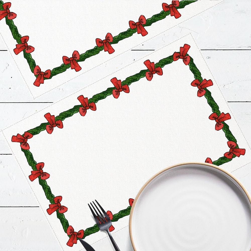 Салфетка тканевая сервировочная Presentville под тарелку Праздничная рамочка 40х27 см 2 шт. (SRVS_O_23NG023)