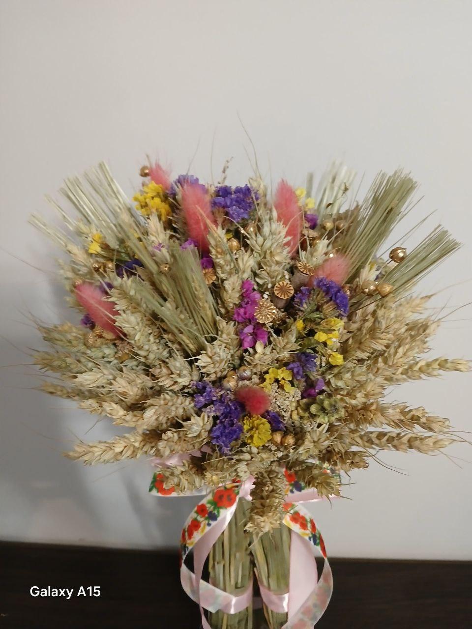 Дидух рождественский из колосья пшеницы/льна и овса на трех ножках 50-55 см с лентой вышиванкой Розовый (2822847172) - фото 10 Дидух рождественский из колосья пшеницы/льна и овса на трех ножках 50-55 см с лентой вышиванкой Розовый (2822847172) - фото 10